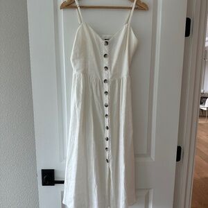 Womens Reformation Thelma White Linen MIDI Dress